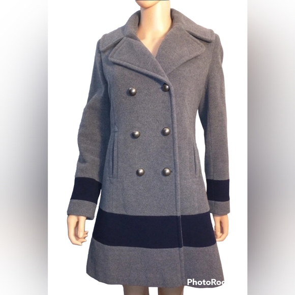 Tommy Hilfiger Jackets & Blazers - Tommy Hilfiger Women's Wool Peacoat Gray and Navy Colorblock size 16